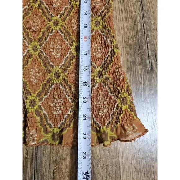 Free People Caught A Feeling Button Down Smocked Blouse Women's Size M New Retro - Picture 9 of 11